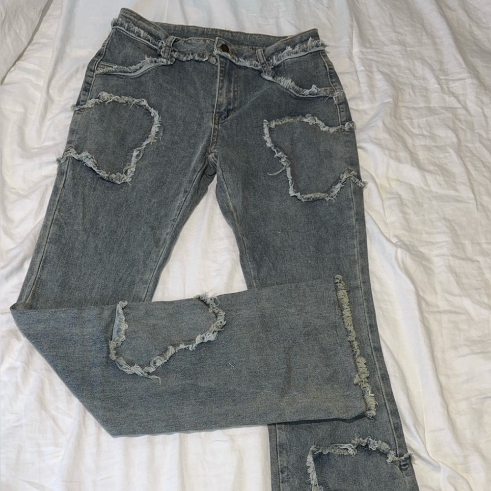 Women’s Distressed Gray Jeans